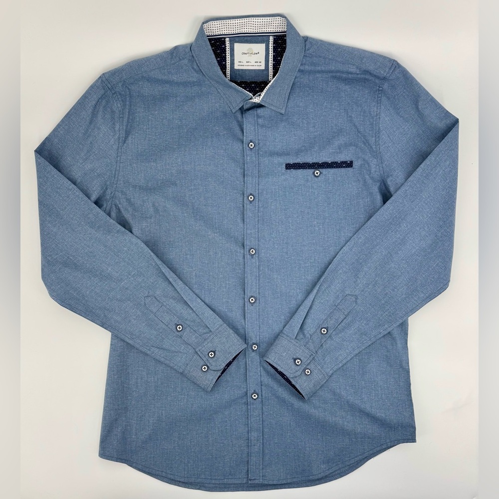Craft & Flow blue long sleeve button down dress shirt